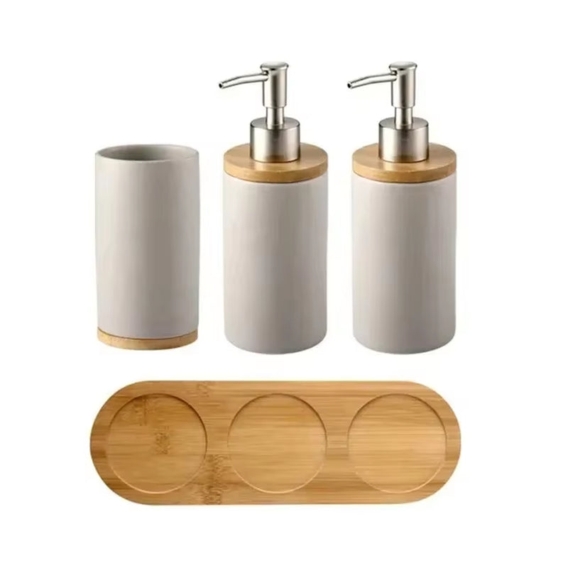 A Set of Ceramic Toothbrush Holder Cup Bathroom Lotion Containers Suitable for Family Hotel Bathroom Accessories