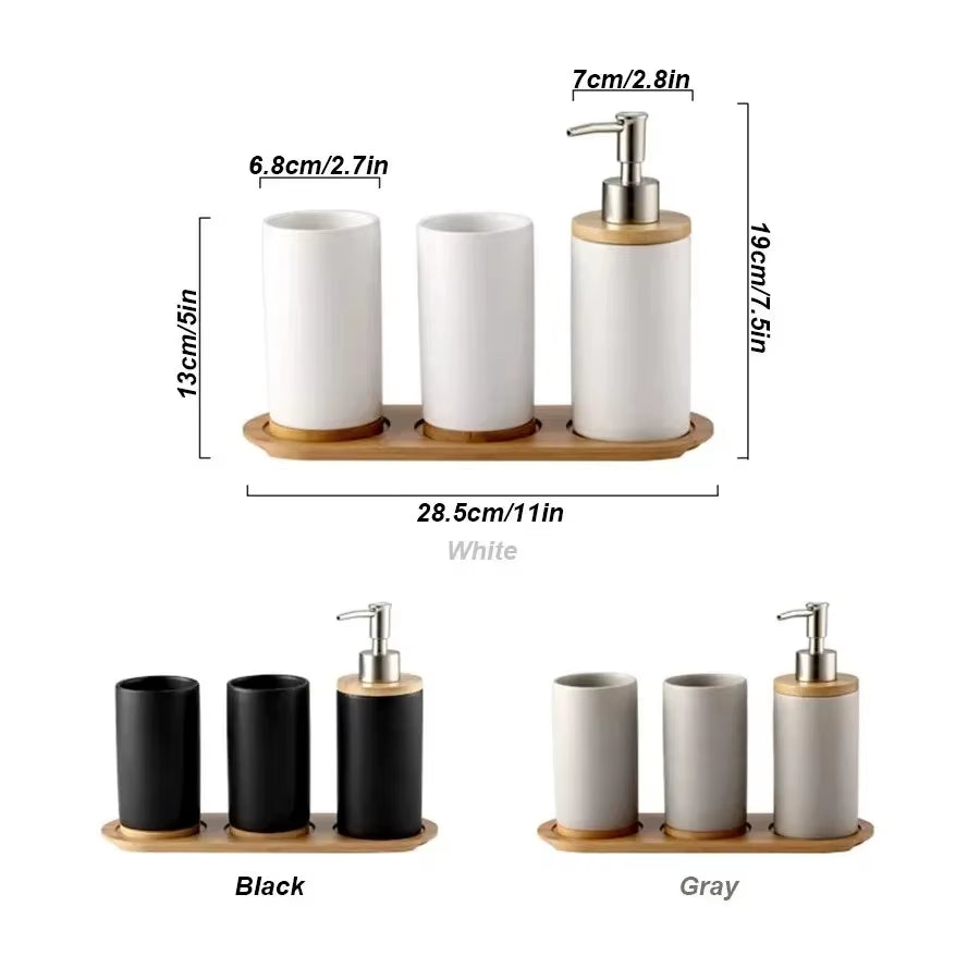 A Set of Ceramic Toothbrush Holder Cup Bathroom Lotion Containers Suitable for Family Hotel Bathroom Accessories