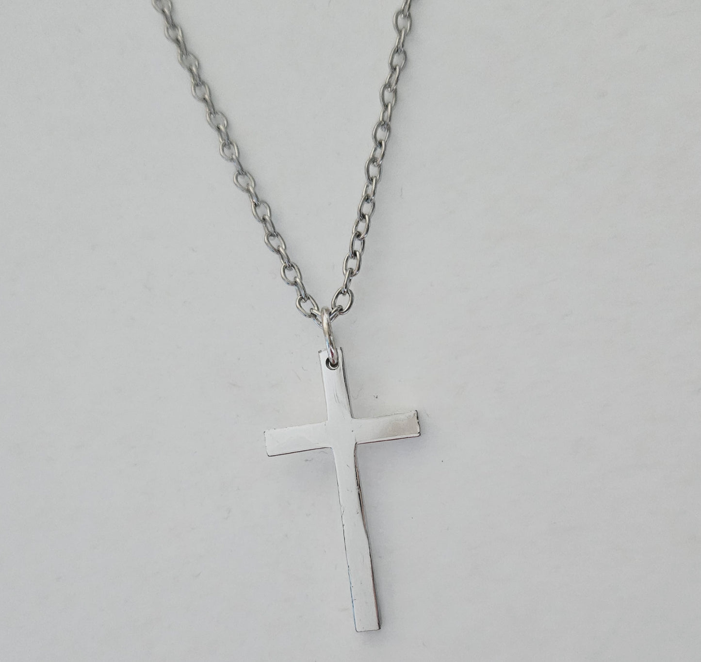 Cross Necklace Silver Plated Pendant and Silver Plated 60Cm Chain Religious