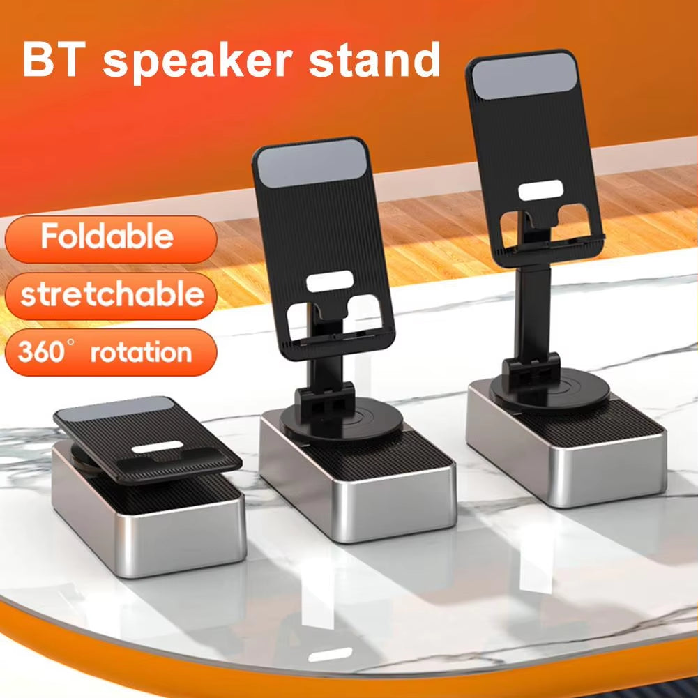 3-In-1 Mobile Phone Holder, Audio Power Bank, Bluetooth Call Speaker, Multi-Function Foldable Rotating Desktop Stand