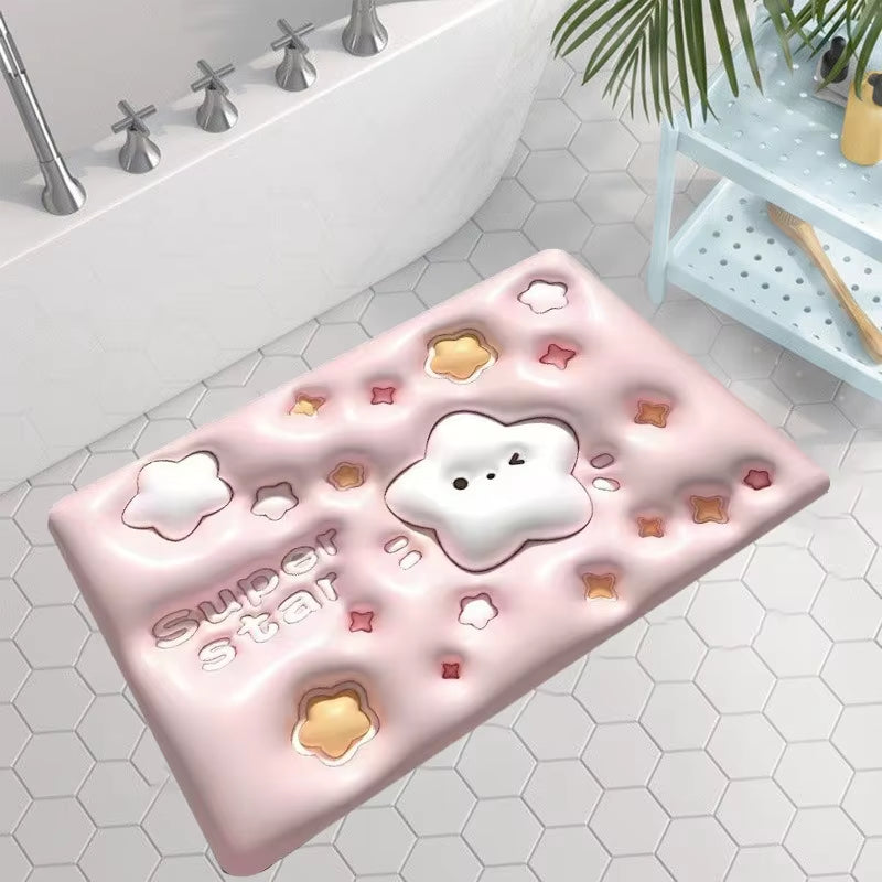 3D Strawberry Non Slip Kitchen Bath Doormat Diatom Mud Super Absorbent Entrance Carpet Waterproof Bedroom Rugs for Home Decor