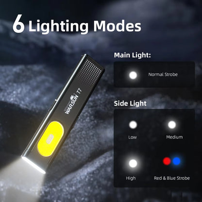 LED Keychain Flashlight USB-C Rechargeable 600Lm Portable Mini Torch Light Pocket Lantern Flood Work Light with Magnet