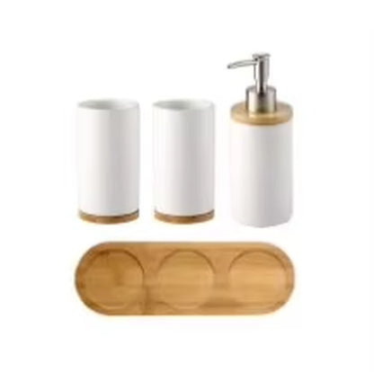 A Set of Ceramic Toothbrush Holder Cup Bathroom Lotion Containers Suitable for Family Hotel Bathroom Accessories