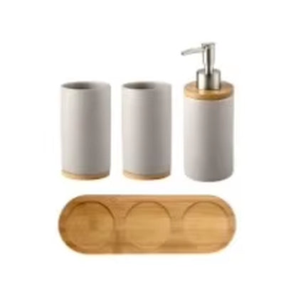 A Set of Ceramic Toothbrush Holder Cup Bathroom Lotion Containers Suitable for Family Hotel Bathroom Accessories