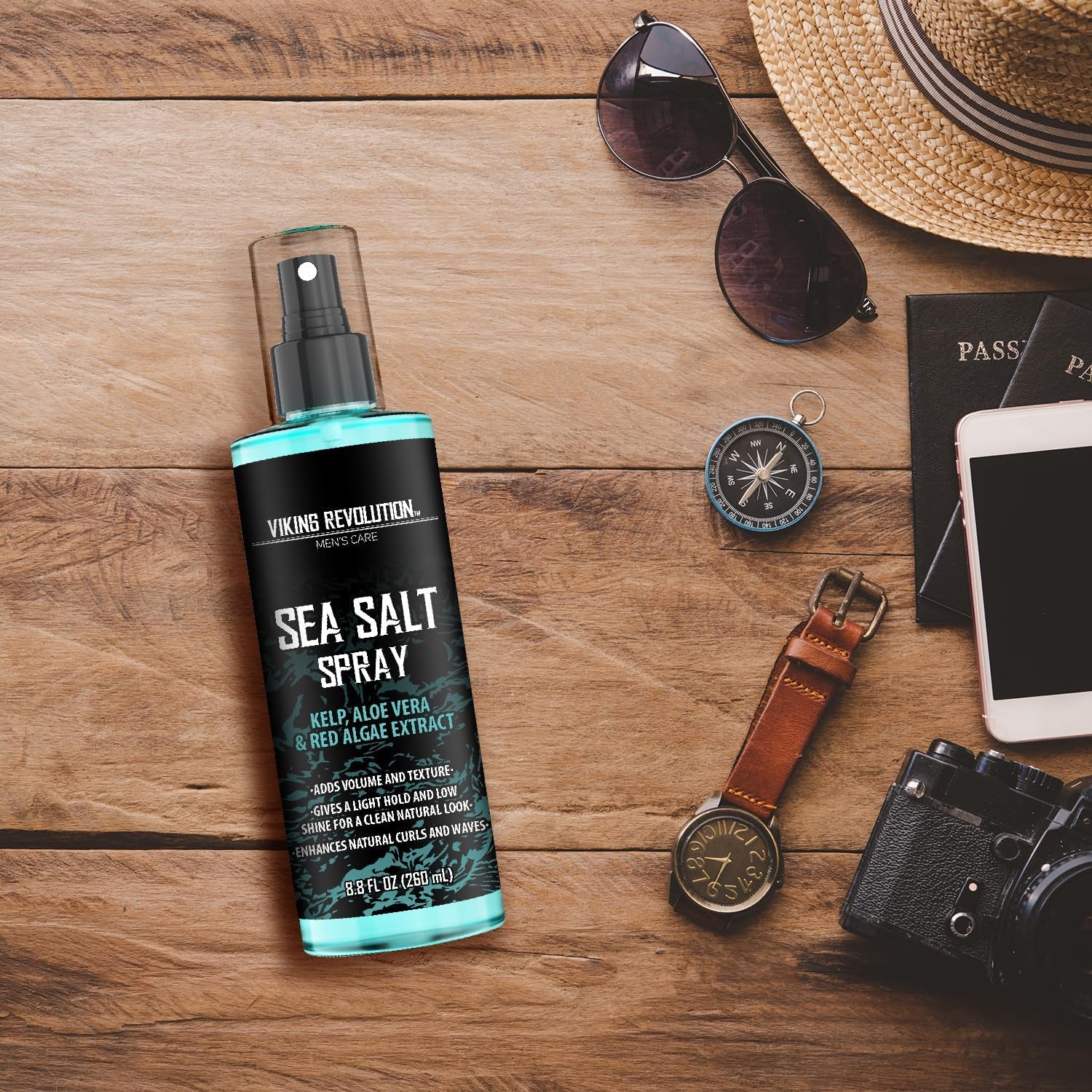 '- Sea Salt Spray for Hair Men - 260 Ml - Hair Texturizing Spray with Kelp, Aloe Vera & Red Algae Extract - Surf Spray - Volume & Texture - Gifts for Men