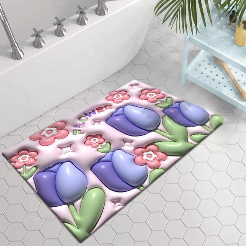 3D Strawberry Non Slip Kitchen Bath Doormat Diatom Mud Super Absorbent Entrance Carpet Waterproof Bedroom Rugs for Home Decor