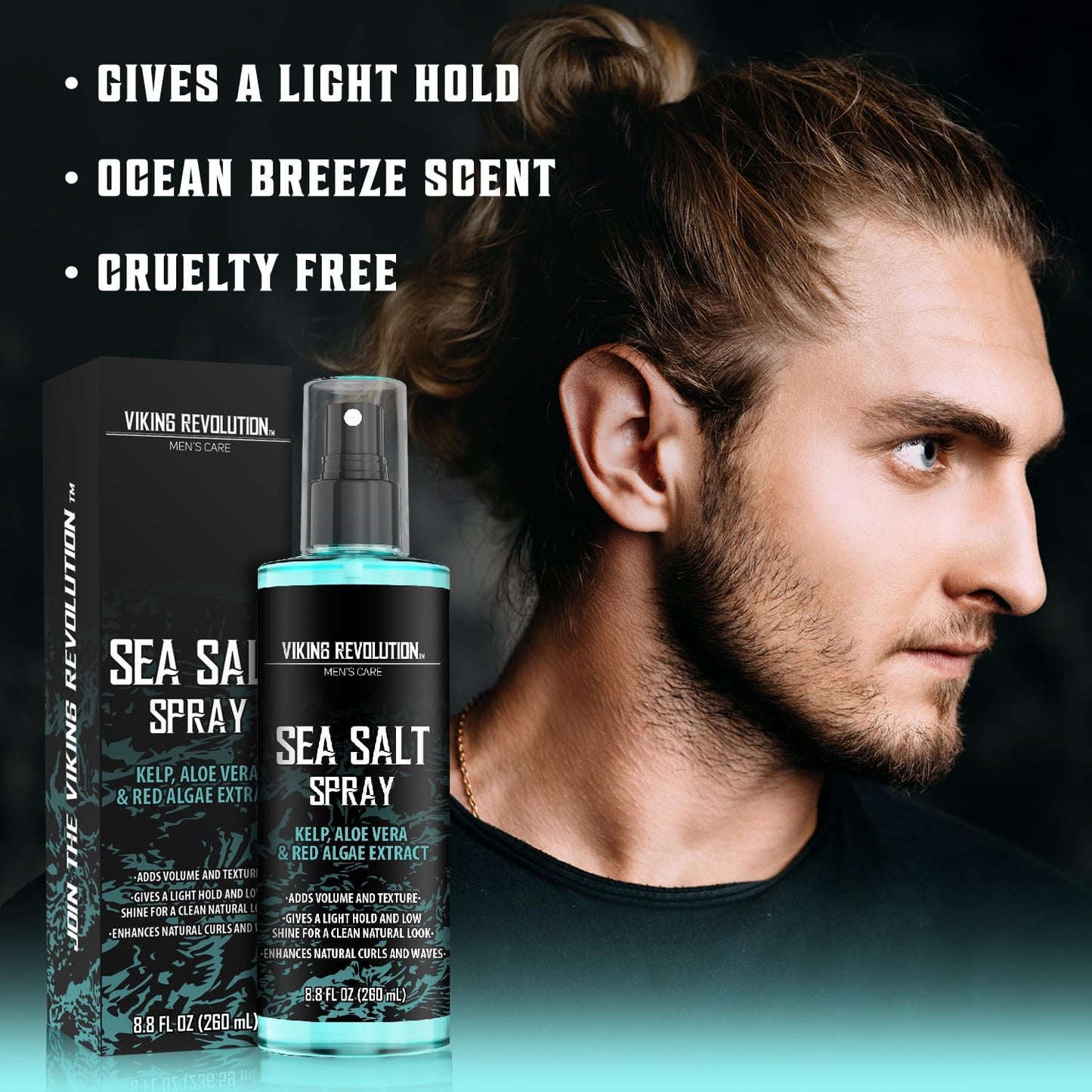 '- Sea Salt Spray for Hair Men - 260 Ml - Hair Texturizing Spray with Kelp, Aloe Vera & Red Algae Extract - Surf Spray - Volume & Texture - Gifts for Men