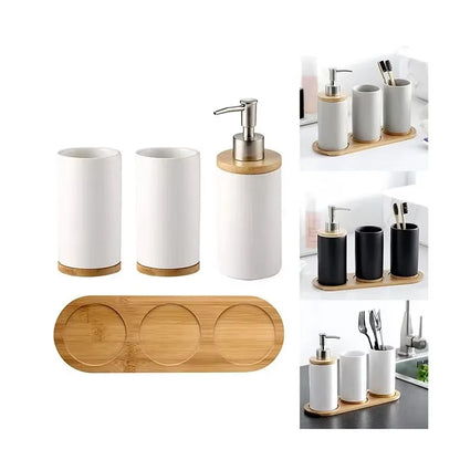 A Set of Ceramic Toothbrush Holder Cup Bathroom Lotion Containers Suitable for Family Hotel Bathroom Accessories