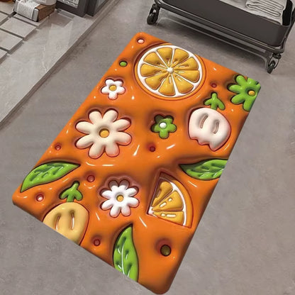 3D Strawberry Non Slip Kitchen Bath Doormat Diatom Mud Super Absorbent Entrance Carpet Waterproof Bedroom Rugs for Home Decor