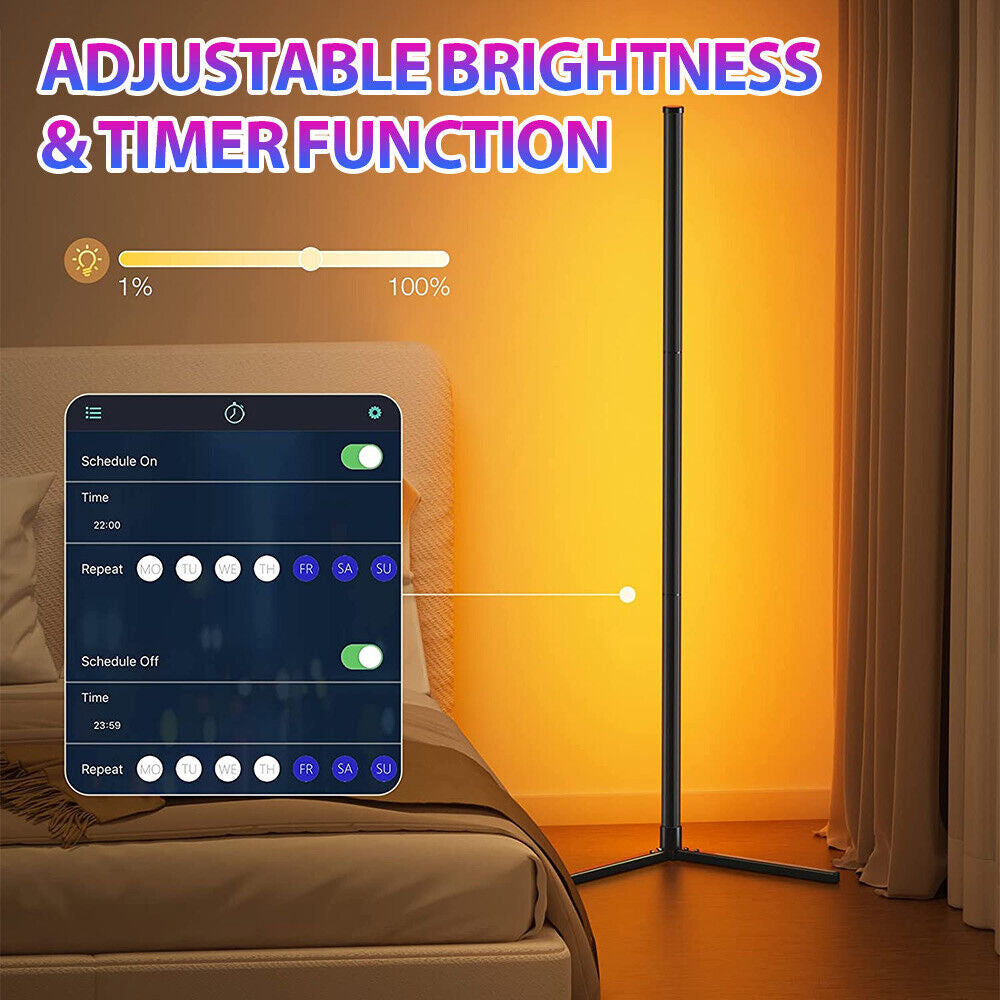 160CM RGB Floor Lamp Corner Light Stand LED Bluetooth Remote Control Streaming