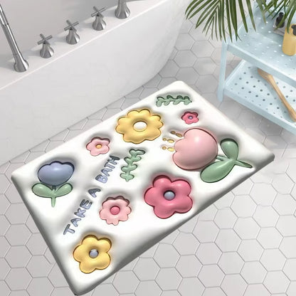 3D Strawberry Non Slip Kitchen Bath Doormat Diatom Mud Super Absorbent Entrance Carpet Waterproof Bedroom Rugs for Home Decor