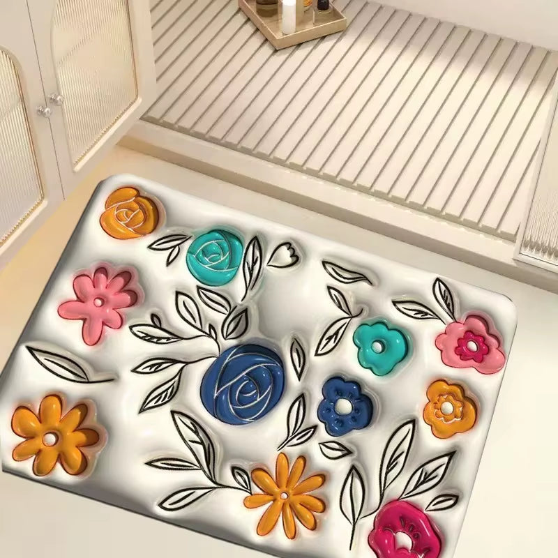 3D Strawberry Non Slip Kitchen Bath Doormat Diatom Mud Super Absorbent Entrance Carpet Waterproof Bedroom Rugs for Home Decor