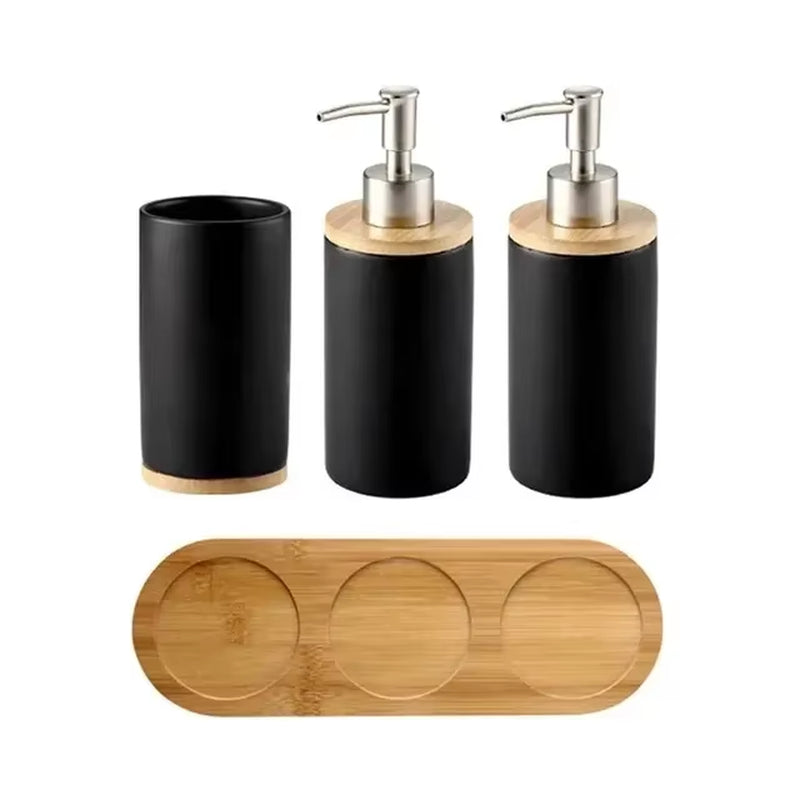 A Set of Ceramic Toothbrush Holder Cup Bathroom Lotion Containers Suitable for Family Hotel Bathroom Accessories